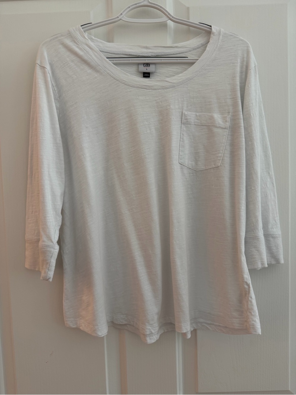 CAbi White 3/4 Sleeve Pocket Tee